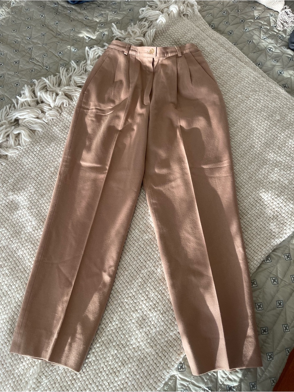 Pendleton High-Rise Pleated Wool Trousers